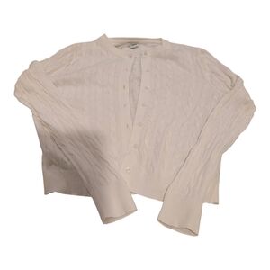 J. Crew Cable Knit Button Front Cardigan & Shell Set In Off-White